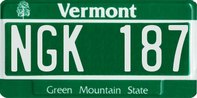 VT license plate NGK187