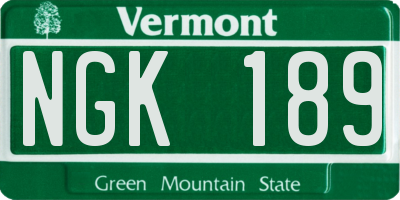 VT license plate NGK189
