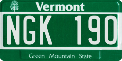VT license plate NGK190