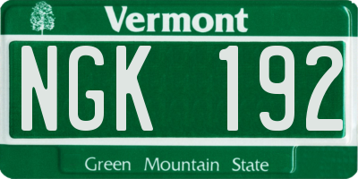 VT license plate NGK192