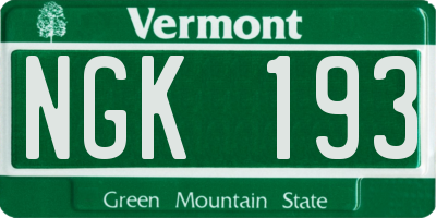 VT license plate NGK193