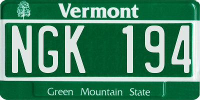 VT license plate NGK194
