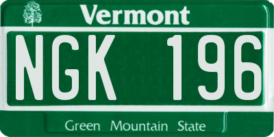 VT license plate NGK196