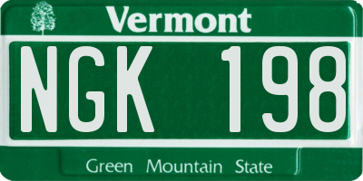 VT license plate NGK198