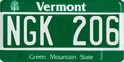 VT license plate NGK206