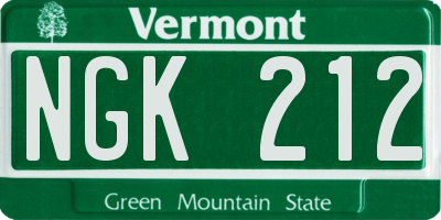 VT license plate NGK212