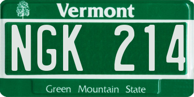 VT license plate NGK214