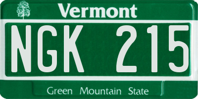 VT license plate NGK215