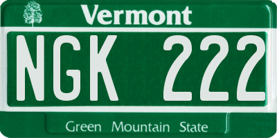 VT license plate NGK222
