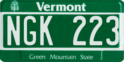 VT license plate NGK223