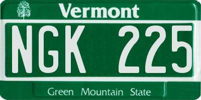 VT license plate NGK225