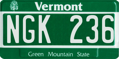 VT license plate NGK236