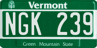 VT license plate NGK239