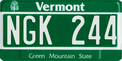 VT license plate NGK244