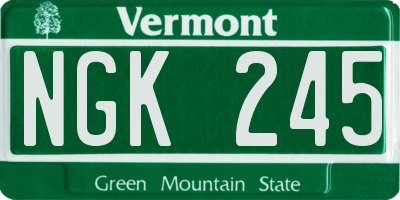 VT license plate NGK245