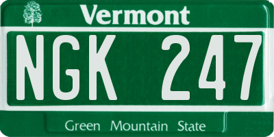 VT license plate NGK247