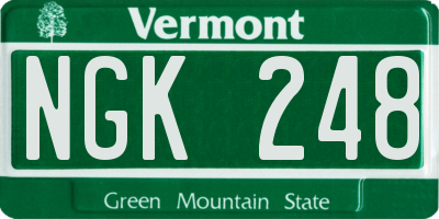 VT license plate NGK248