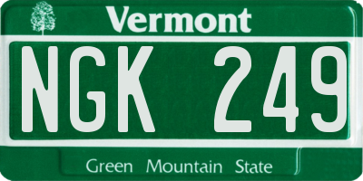 VT license plate NGK249