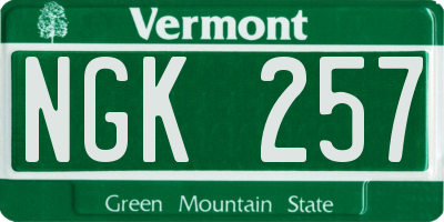 VT license plate NGK257