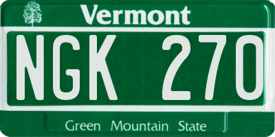 VT license plate NGK270
