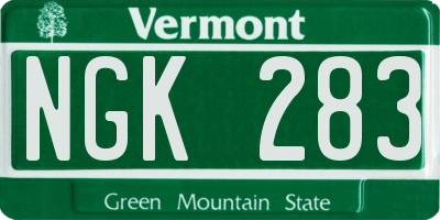 VT license plate NGK283