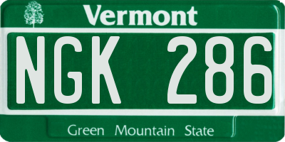VT license plate NGK286