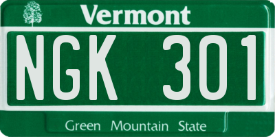 VT license plate NGK301