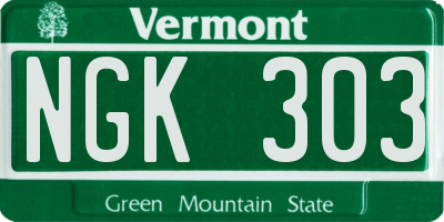 VT license plate NGK303