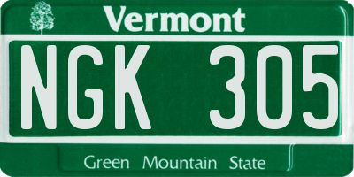 VT license plate NGK305