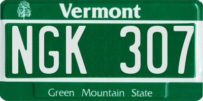 VT license plate NGK307