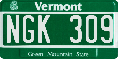 VT license plate NGK309
