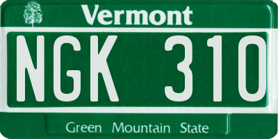 VT license plate NGK310