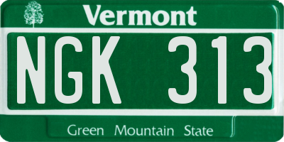VT license plate NGK313