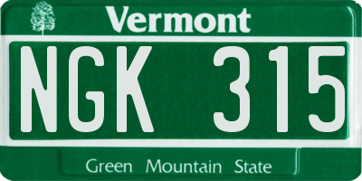 VT license plate NGK315