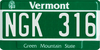 VT license plate NGK316