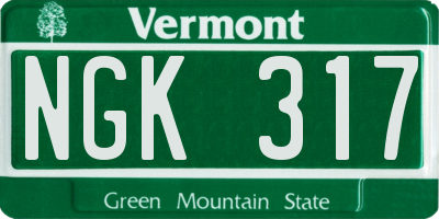 VT license plate NGK317