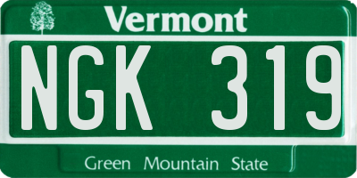 VT license plate NGK319