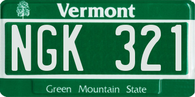 VT license plate NGK321