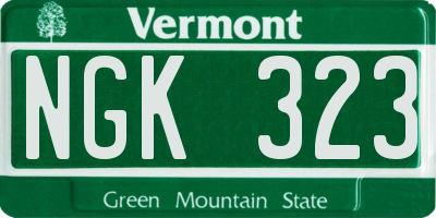 VT license plate NGK323