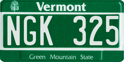 VT license plate NGK325
