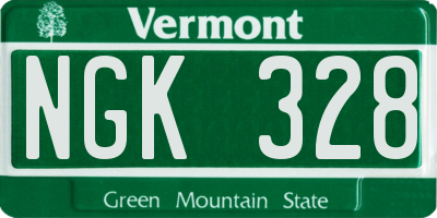 VT license plate NGK328