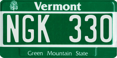 VT license plate NGK330