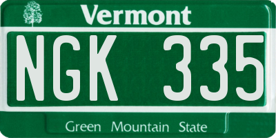 VT license plate NGK335