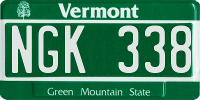 VT license plate NGK338