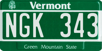 VT license plate NGK343