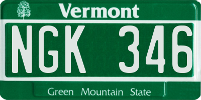 VT license plate NGK346