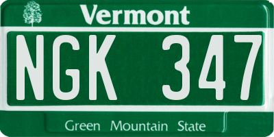 VT license plate NGK347