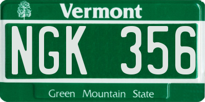 VT license plate NGK356