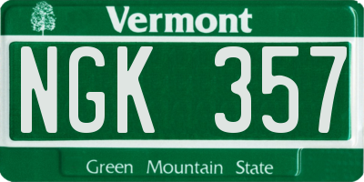 VT license plate NGK357