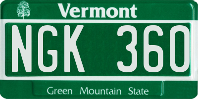 VT license plate NGK360
